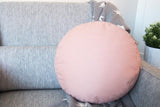Blush Pink Linen Round Throw Pillow