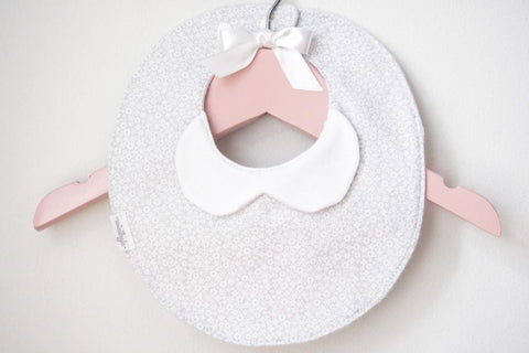 Light Gray Floral Baby Bib