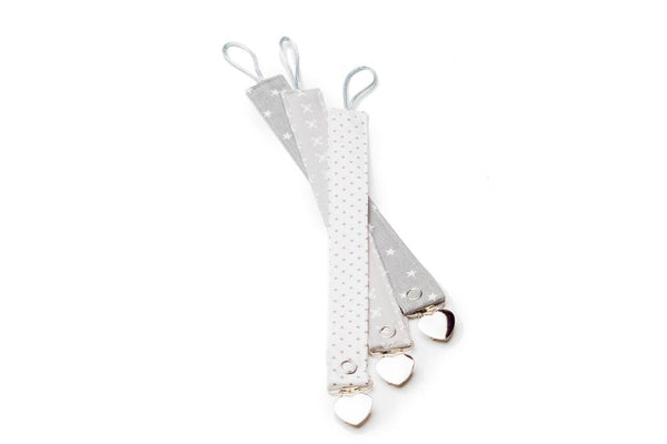 gray pacifier holder set