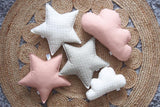 Soft Gray and Blush Star Pillows Set