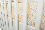 Peach and Gold Roses Crib Fitted Sheet