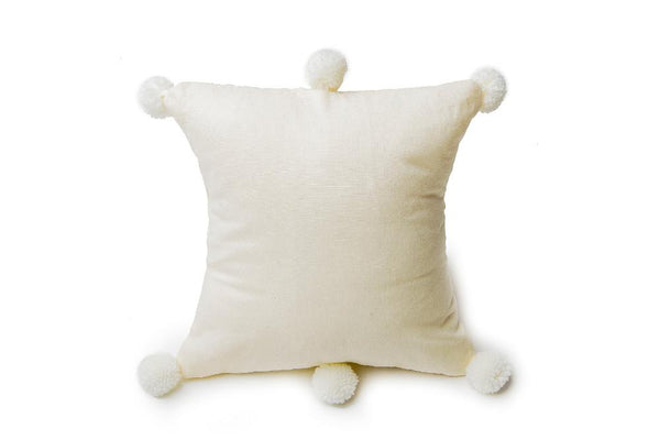 Ivory linen Pom poms pillow