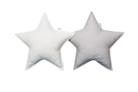 Gray white dots and White Star pillows set