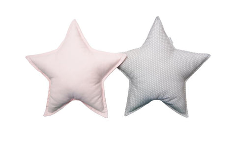 Gray White Dots and Light Pink Star pillows set