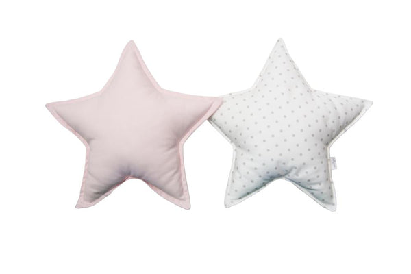 Off-Whte Gray Dots and Light Pink Star pillows set