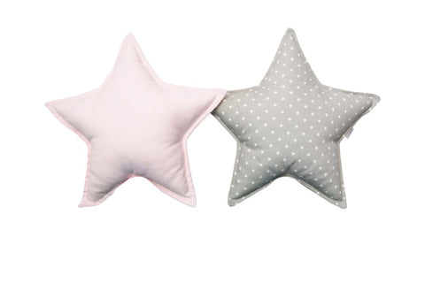 Soft Gray and Light Pink Star pillows set