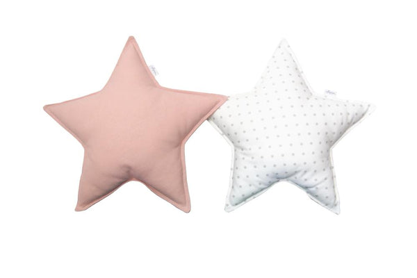Off-White Gray Dots and Blush Star Pillows set