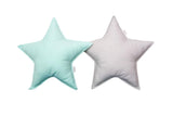 Mint and Gray White Dots Star Pillows set